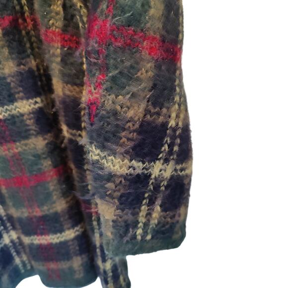 Vintage Paul Harris Designs Sz L Mohair Blend Green Plaid Oversized Sweater - Picture 4 of 6
